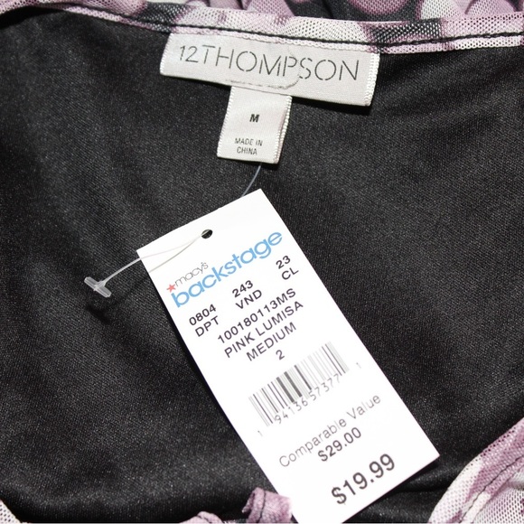 12 Thompson Women’s Floral Blouse Medium NWT Purple Spring Easter Shirt - Picture 3 of 4